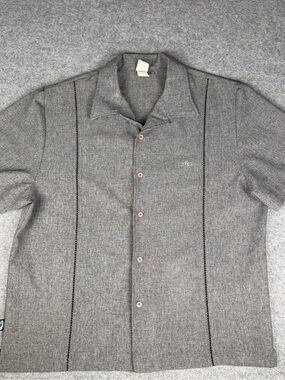 Interstate USA Gray Bowling Shirt Vintage 90s Y2K Lounge Top M/L READ